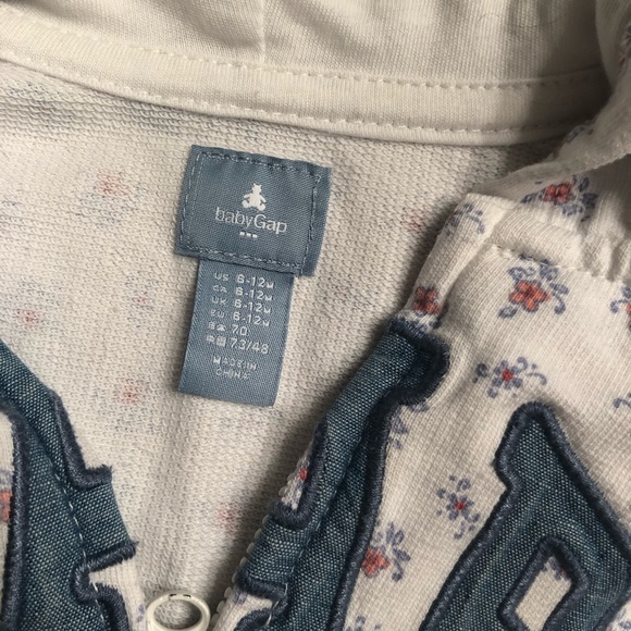 Baby GAP 6-12 months Floral Zip Hoodie w/ pockets - Picture 3 of 5